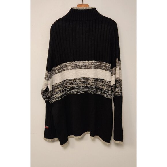 Vintage Southpole Sweater 1/4 Zip Rib Knit Ski Mens XL Black White Gray - Picture 5 of 12
